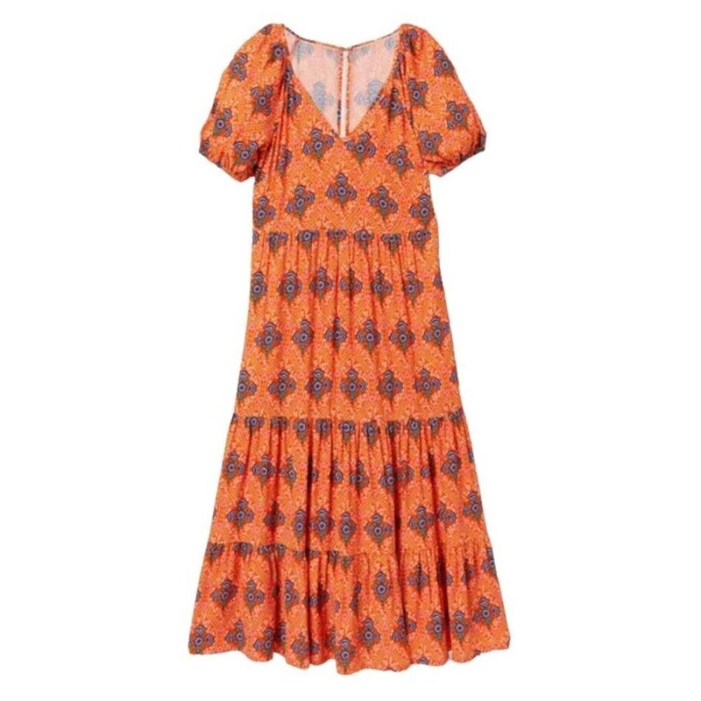 NEW Boden Womens V Neck Midi Dress US 8R Firecracker Poppy Bloom Pockets Short S